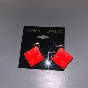 Red Lego earrings